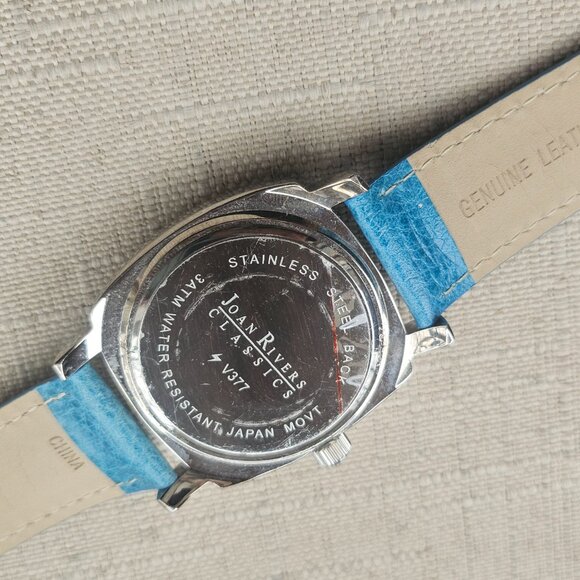 Joan Rivers Classic Women Watch 40mm Silver Tone Case Turquoise Bands Wristwatch main image 7